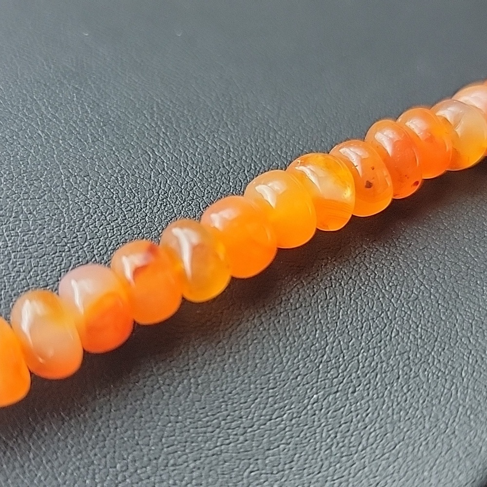 730 Cts Natural Orange Carnelian Round Rondelle Beads Gemstone Beaded Necklace - Picture 5 of 9